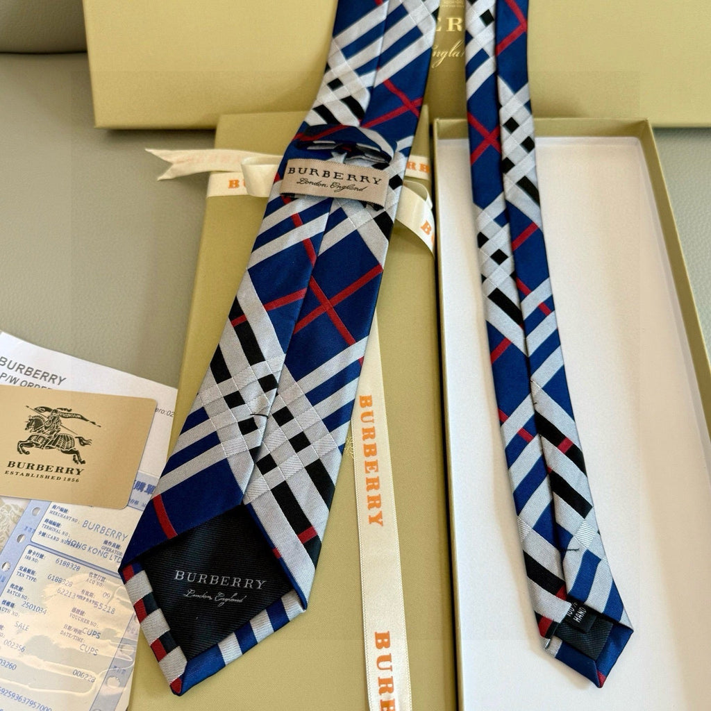Burberry Style Men's Classic Check Silk Tie