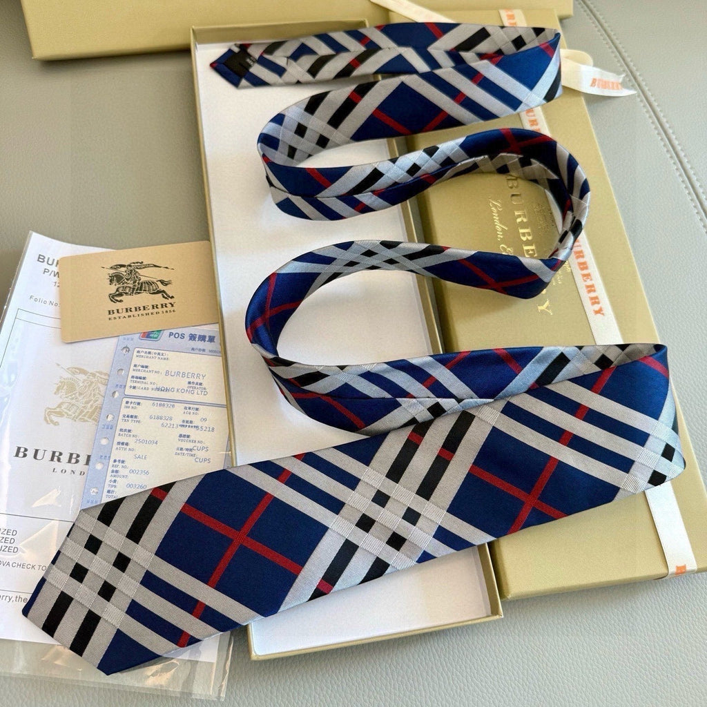 Burberry Style Men's Classic Check Silk Tie