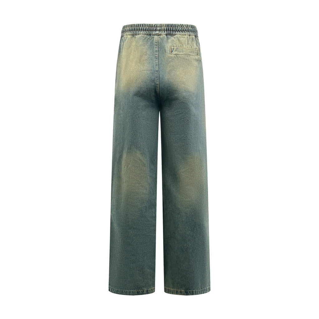 AMIRI Star‑Patch Elastic Waist Wide‑Leg Denim Pants