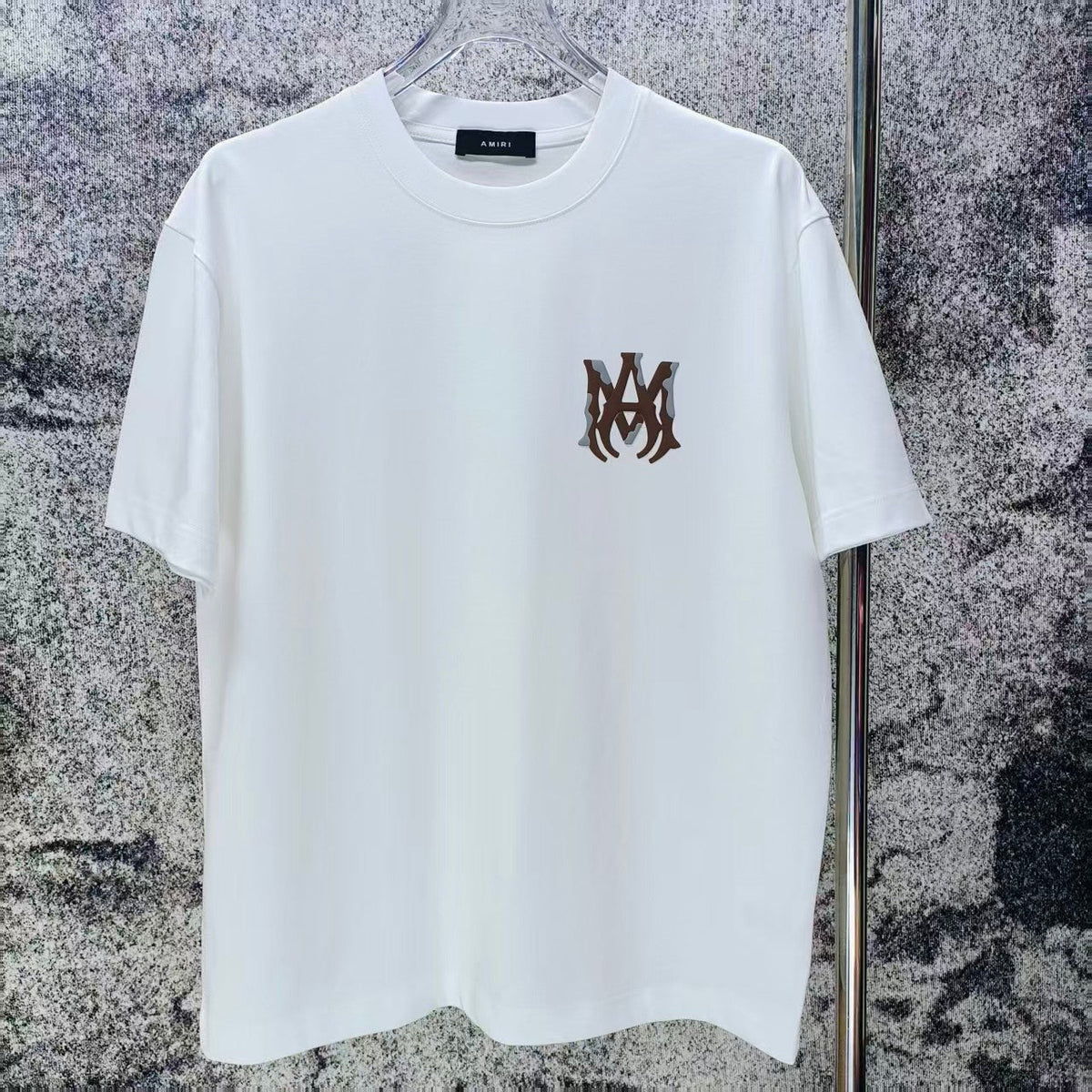 AMIRI Two‑Tone MA Monogram Chest Graphic Short‑Sleeve Tee