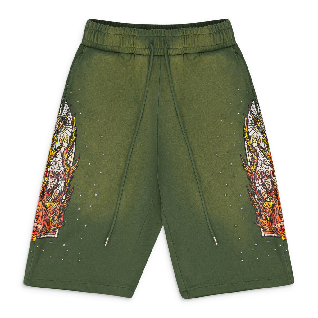 GREEN FLAME GLASS SWEATSHORTS