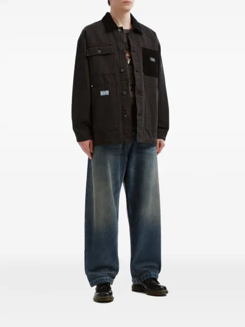 izzue corduroy-trim multi-pocket shirt jacket