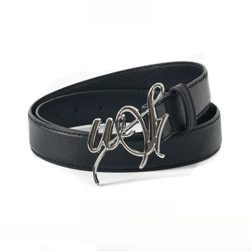 WESTAYONE Leather Belt Signature Logo Metal Buckle Women Fashion Waist