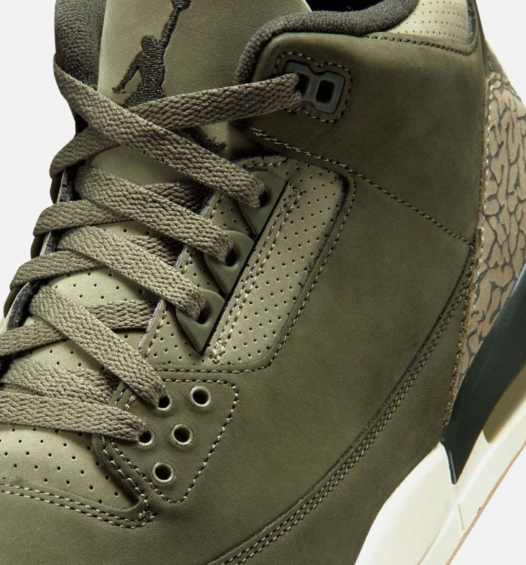 Air Jordan 3 Retro Medium Olive Men's Sneakers - Medium Olive / Light Olive / Sail / Dark Red