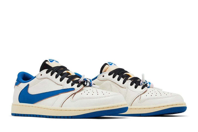Fragment Design x Travis Scott x Air Jordan 1 Low OG SP "Sail / Military Blue"