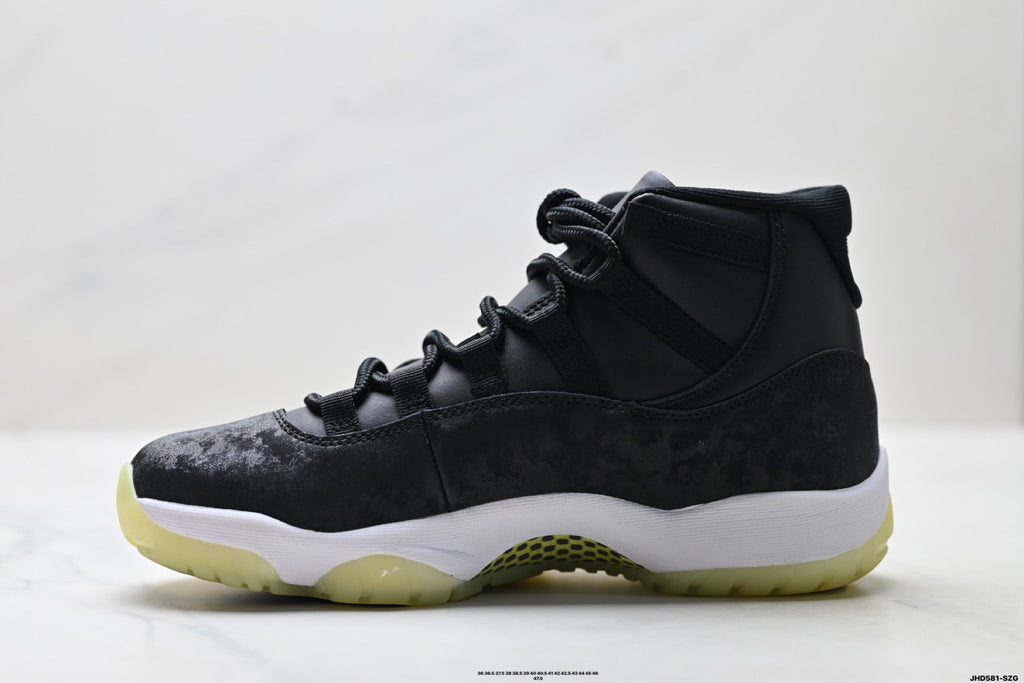 Air Jordan 11 Retro Black and Volt Unisex Sneakers Style 19