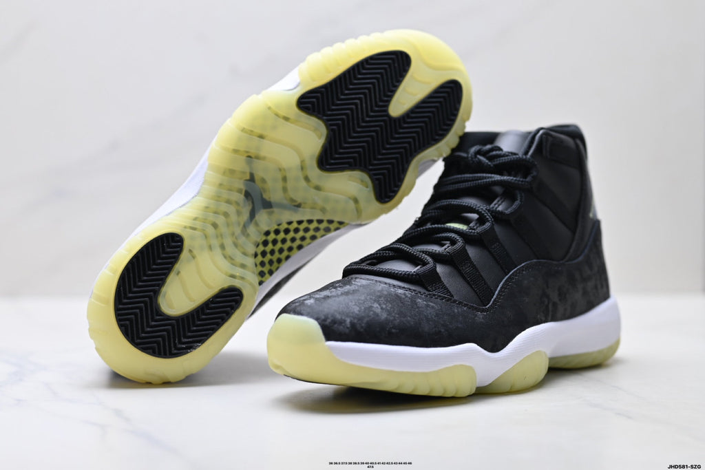 Air Jordan 11 Retro Black and Volt Unisex Sneakers Style 19
