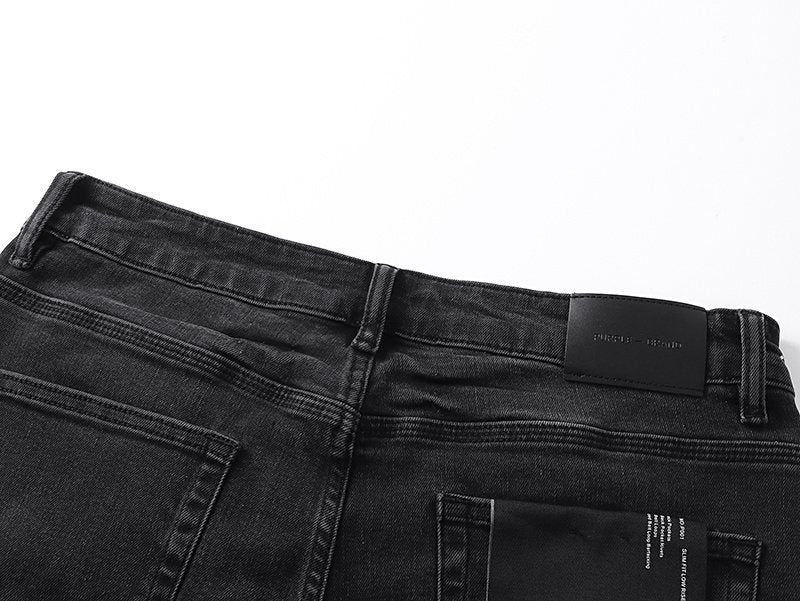 Purple Brand Black Paint-Splatter Distressed Flared Jeans