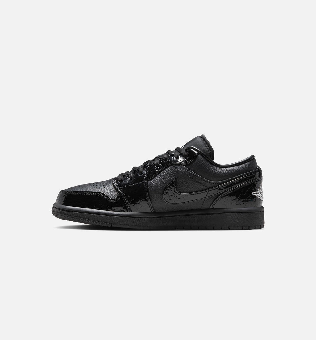 Air Jordan 1 Low Patent Elephant Women's Lifestyle Shoes - Black/Black/White/Metallic Silver