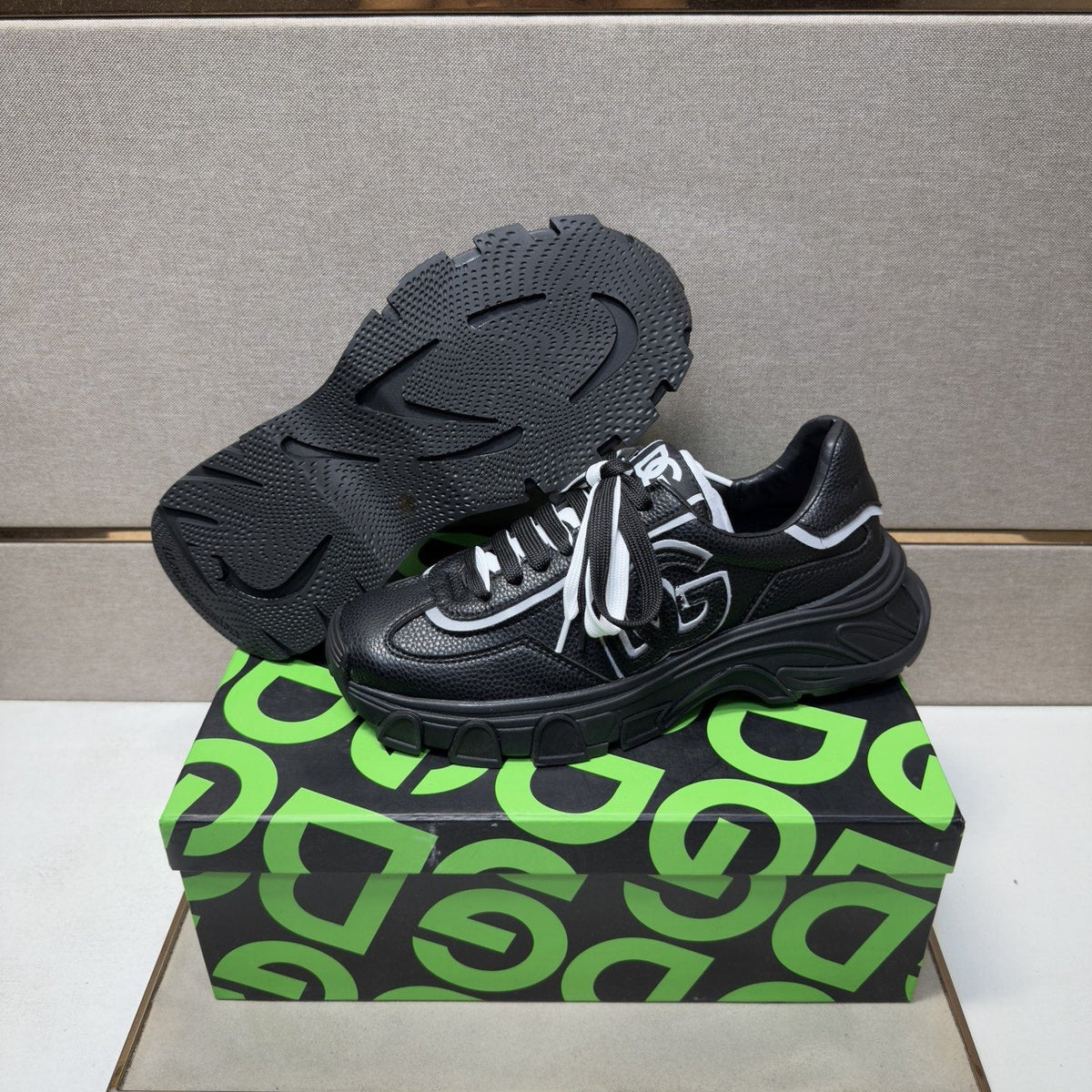 Black Mixed-Material Low-Top Sneakers