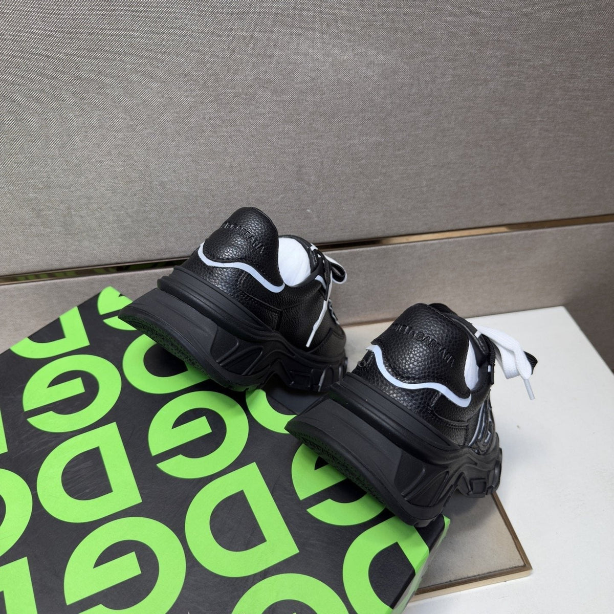 Black Mixed-Material Low-Top Sneakers