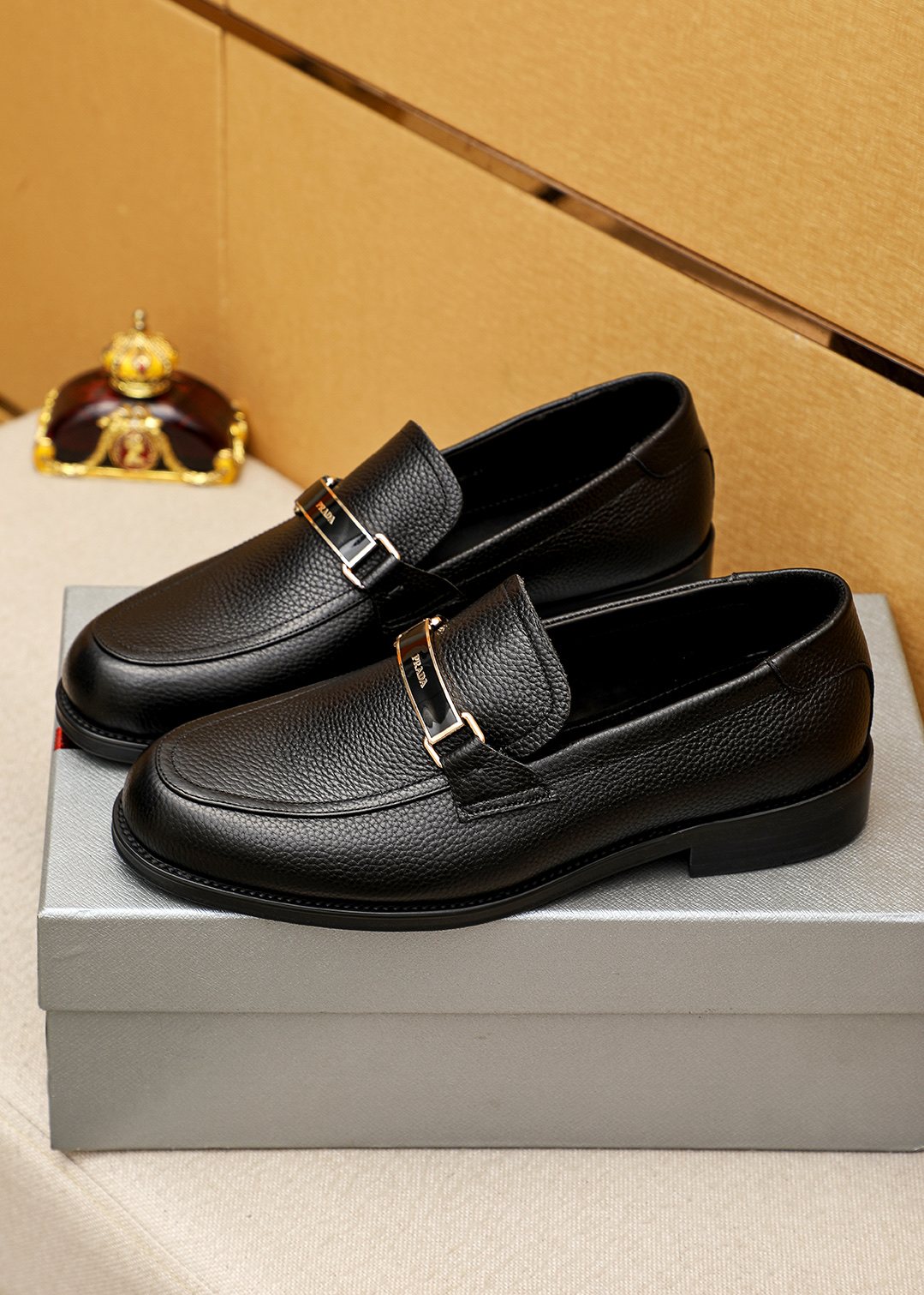 Prada Black Buckle Loafers