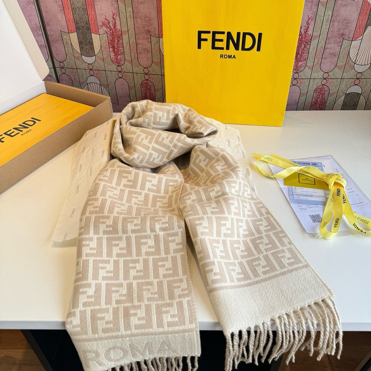 FENDI FF Fringed Scarf