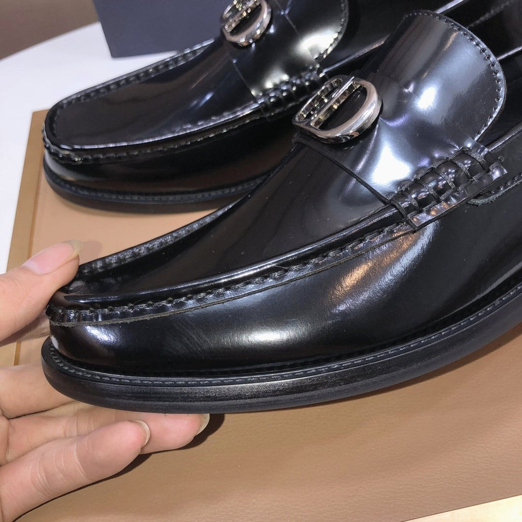 Dior Black Buckle Loafers - Black Polished Finish