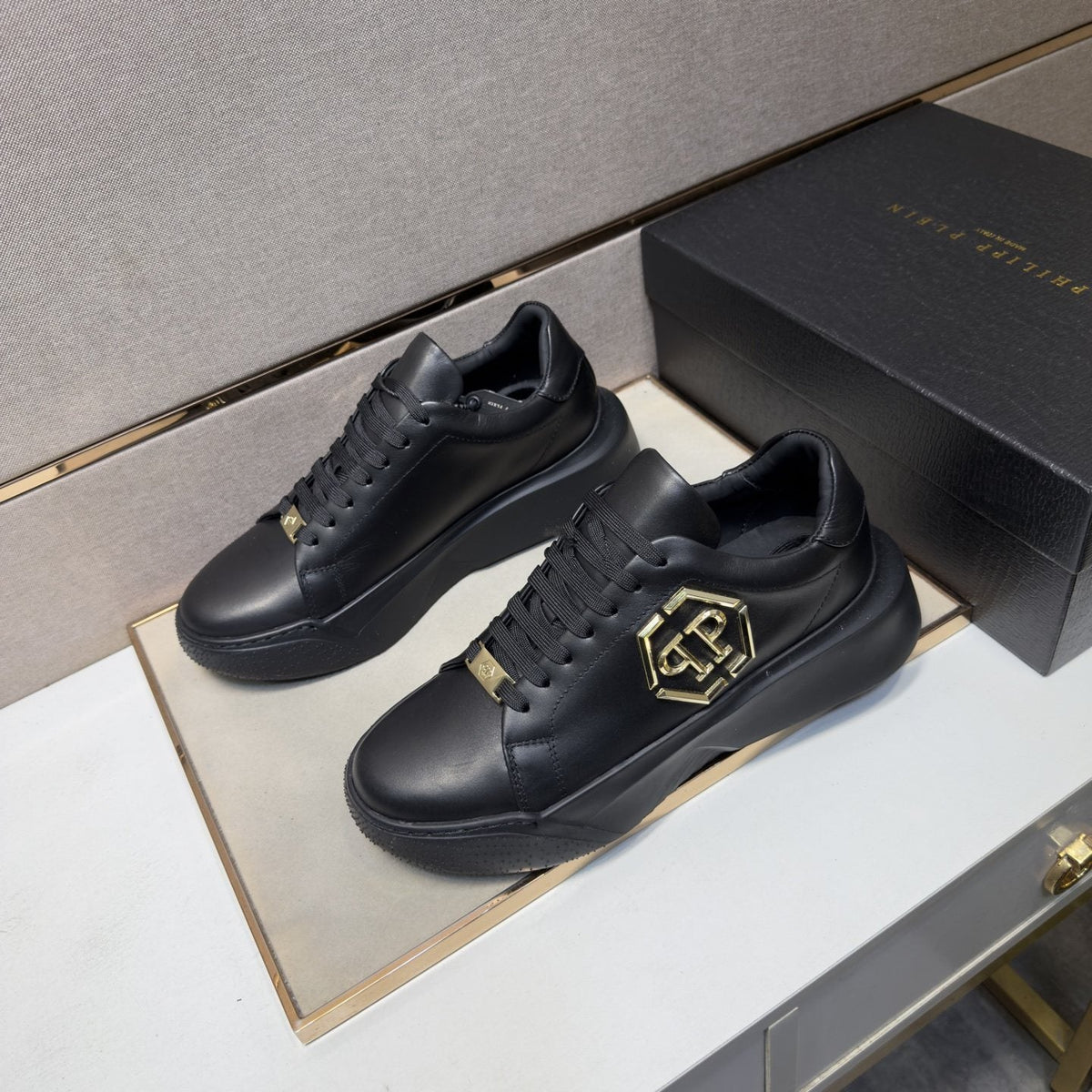 Philipp Plein Men's Black Gold-Accent Sneakers
