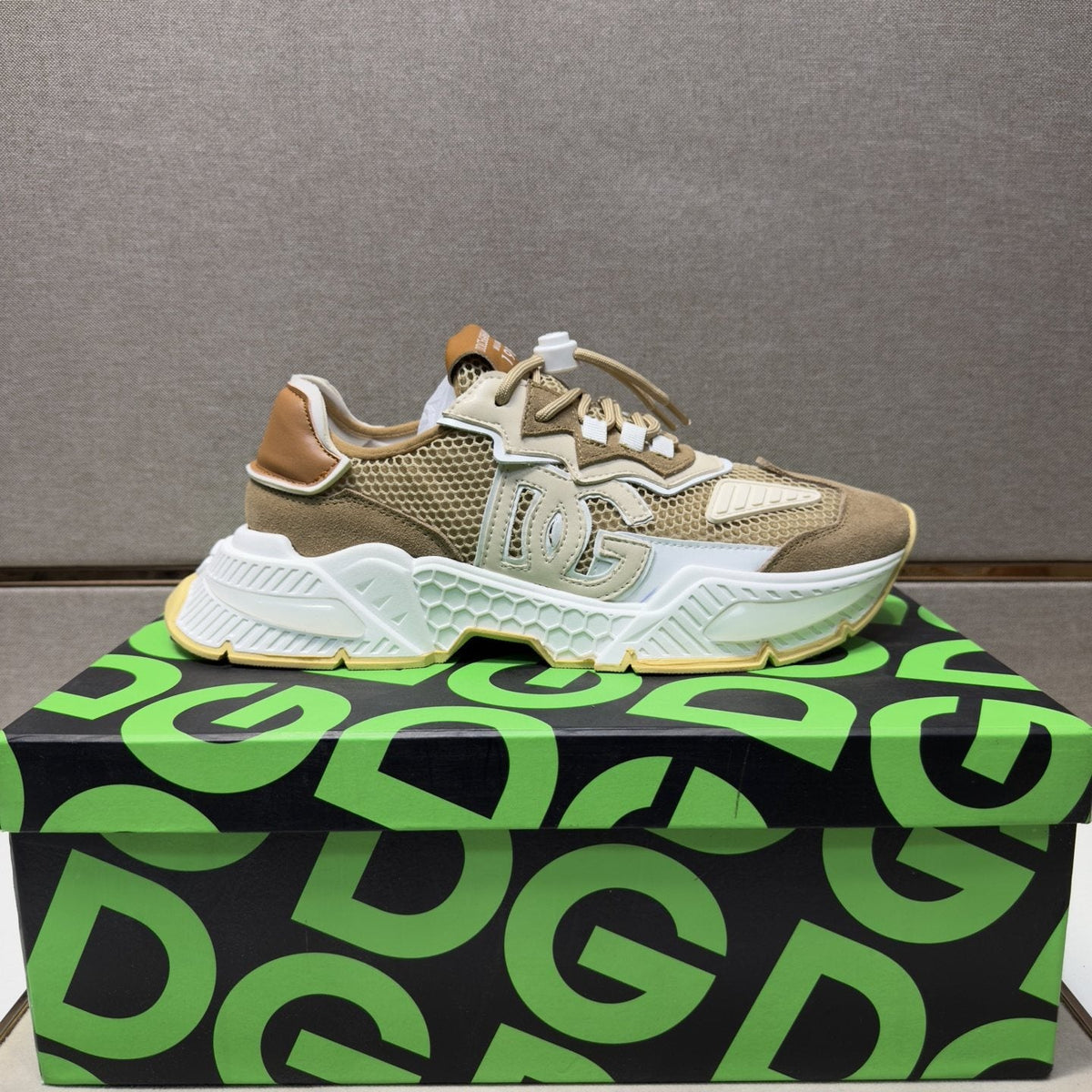 Dolce & Gabbana Taupe Mesh Panel Sneakers