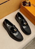 Louis Vuitton Black Leather Hardware Loafers