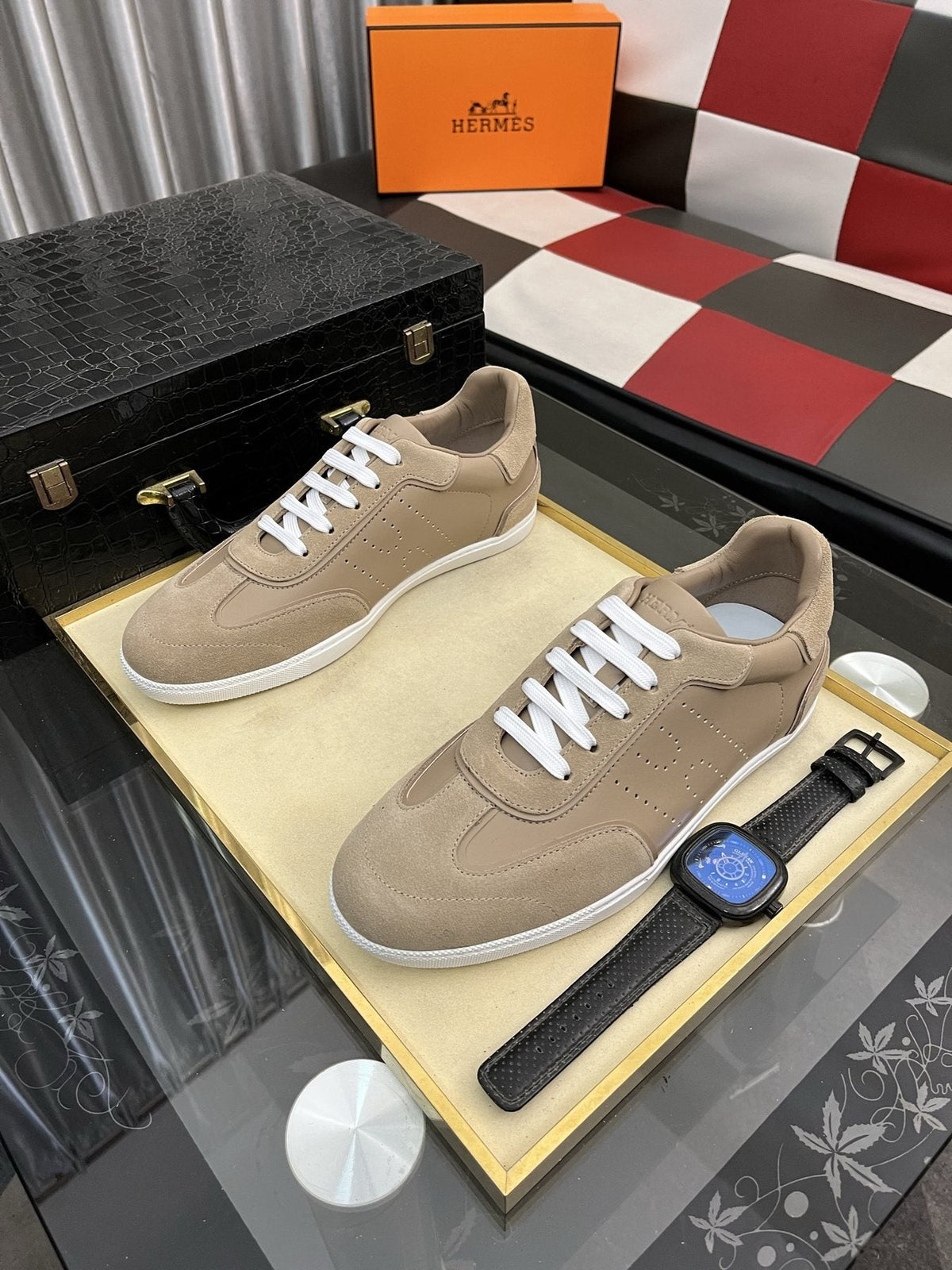 Hermès Men's Perforated Low-Top Sneakers