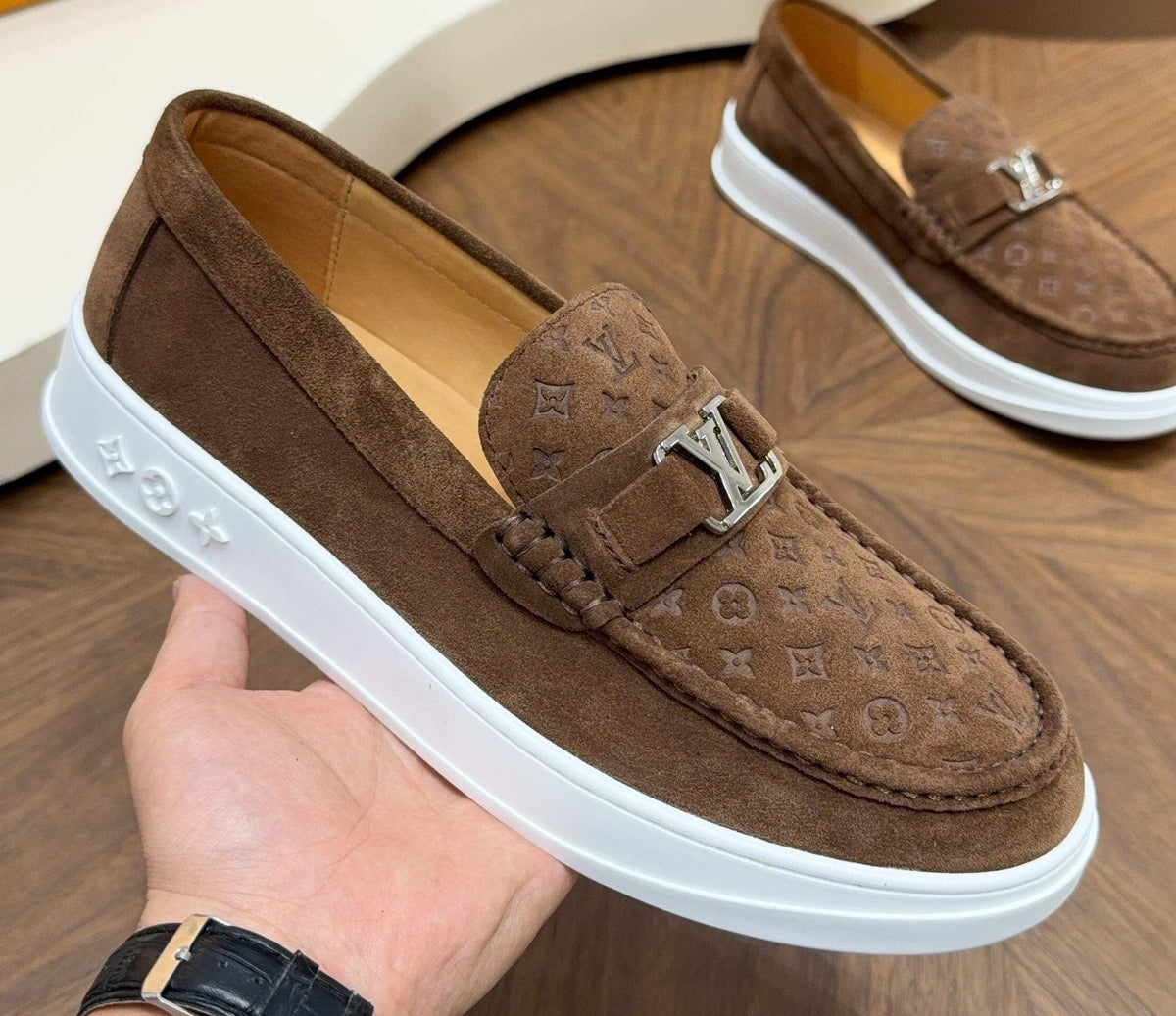 Louis Vuitton Men's Monogram Slip-On Sneakers - Moc-Toe Stitching