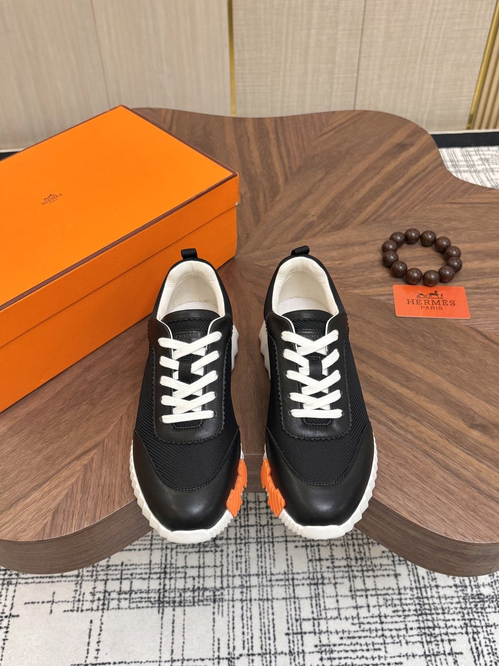 Hermes Black Ribbed Sole Sneakers