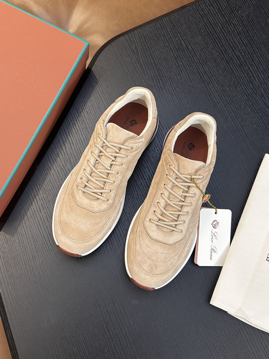 Loro Piana Taupe-Gray Low-Top Sneakers