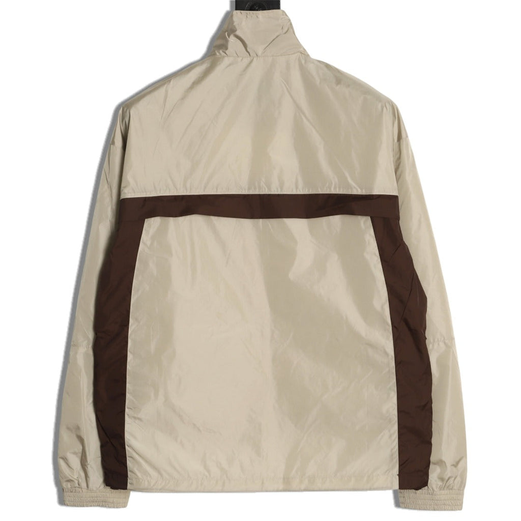 Prada Logo-Detail Colorblock Zip Jacket - Beige and Brown
