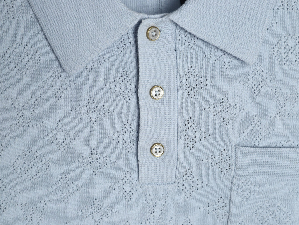 Louis Vuitton Chest-Pocket Detail Short-Sleeve Polo Shirt - Light Blue